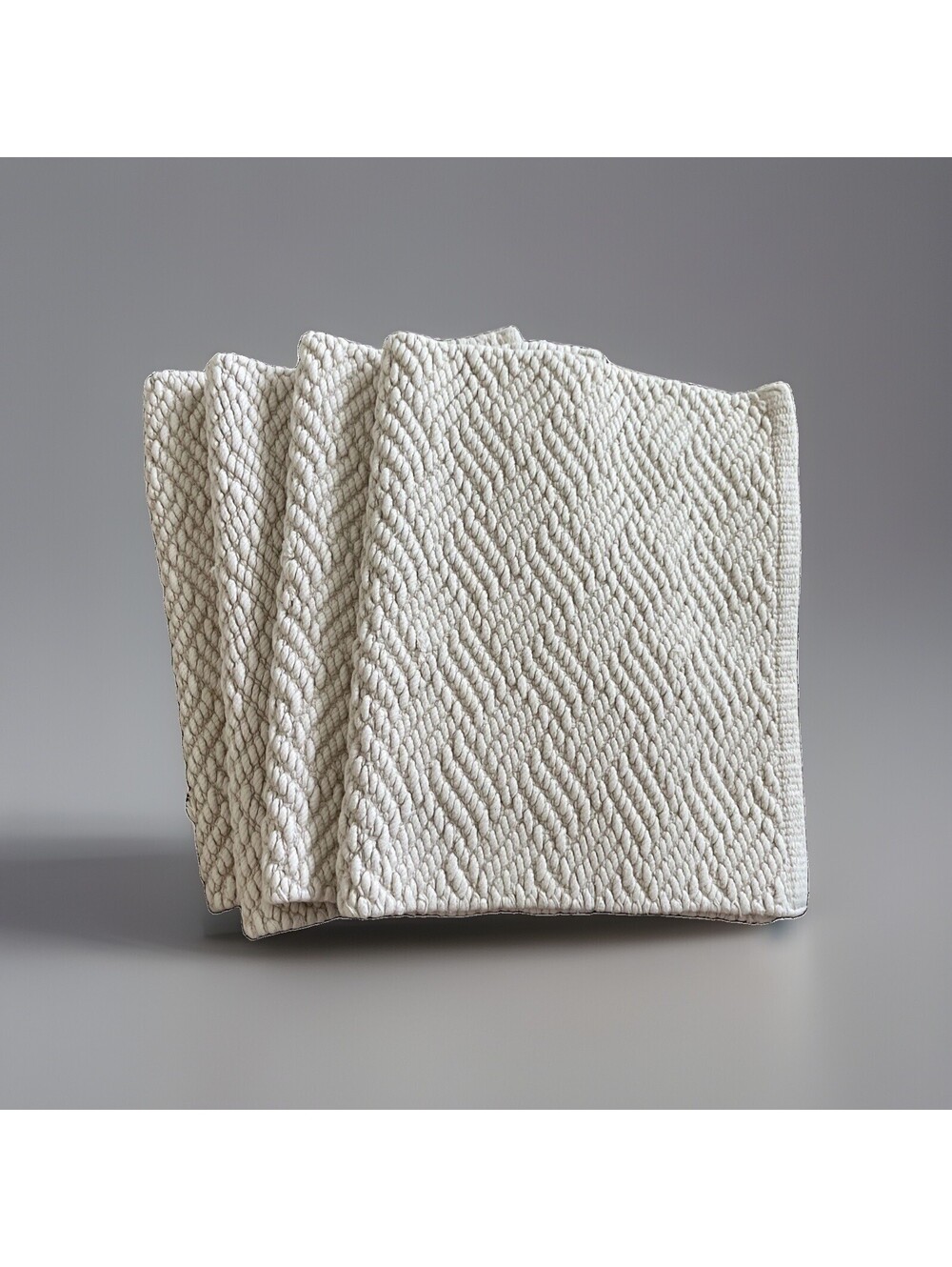 Williams Sonoma Placemats ~Woven Textured Beige/Cream 100% Cotton Set Of 4 Exc